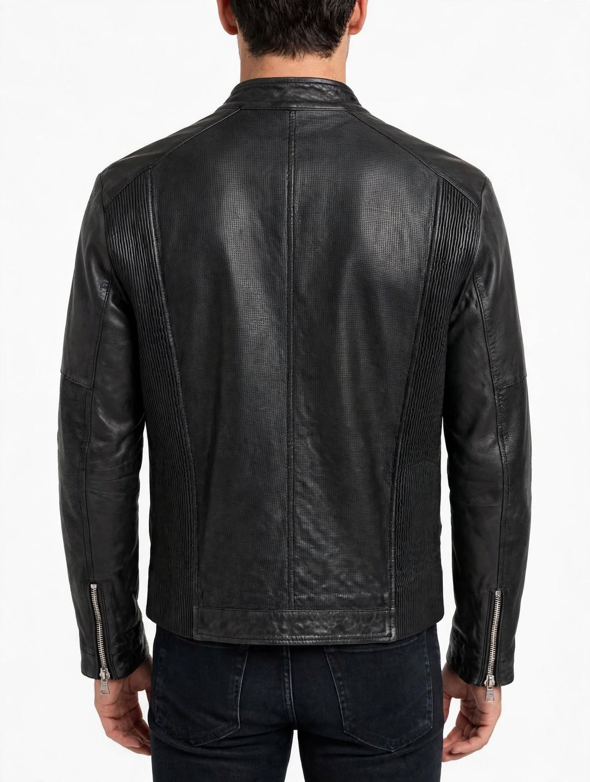THE JACK Leathers RUGGED Mod. BANDIT PERFO - Giubbotto Uomo Vera Pelle Nera Traforata