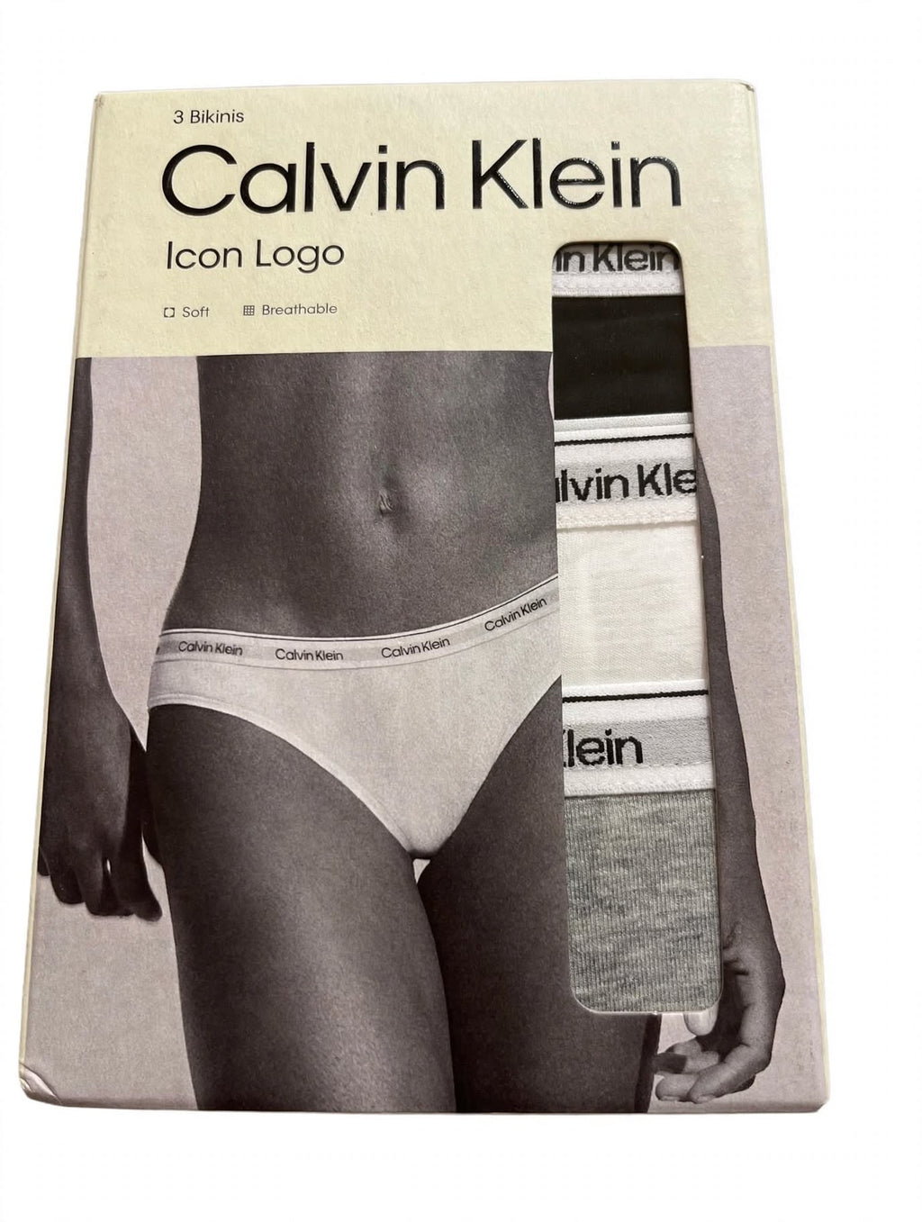 CALVIN KLEIN Icon Logo - 3 Bikini Donna - QD5207MPI BLACK/WHITE/GREY HEATHER