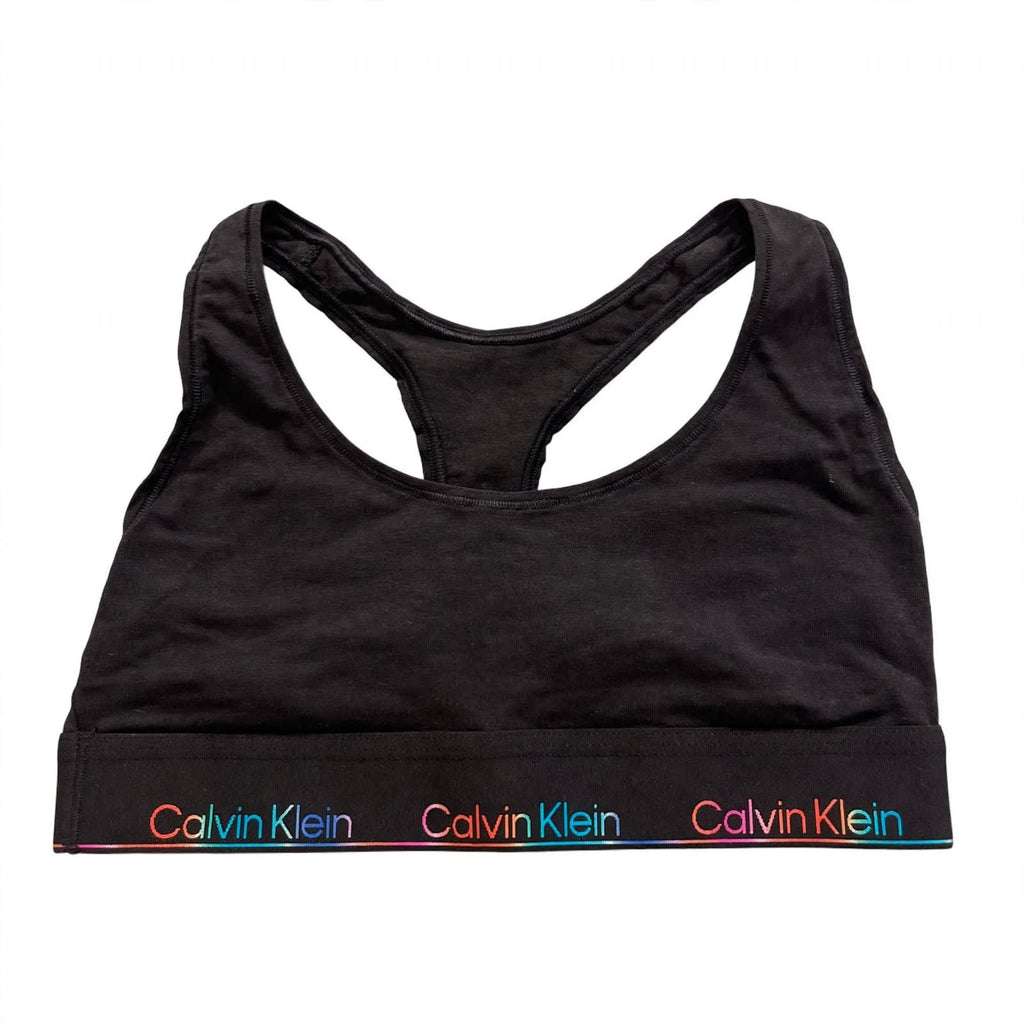 Calvin Klein Bralette Top Sportivo Donna Modern Cotton - Nero Rainbow Logo