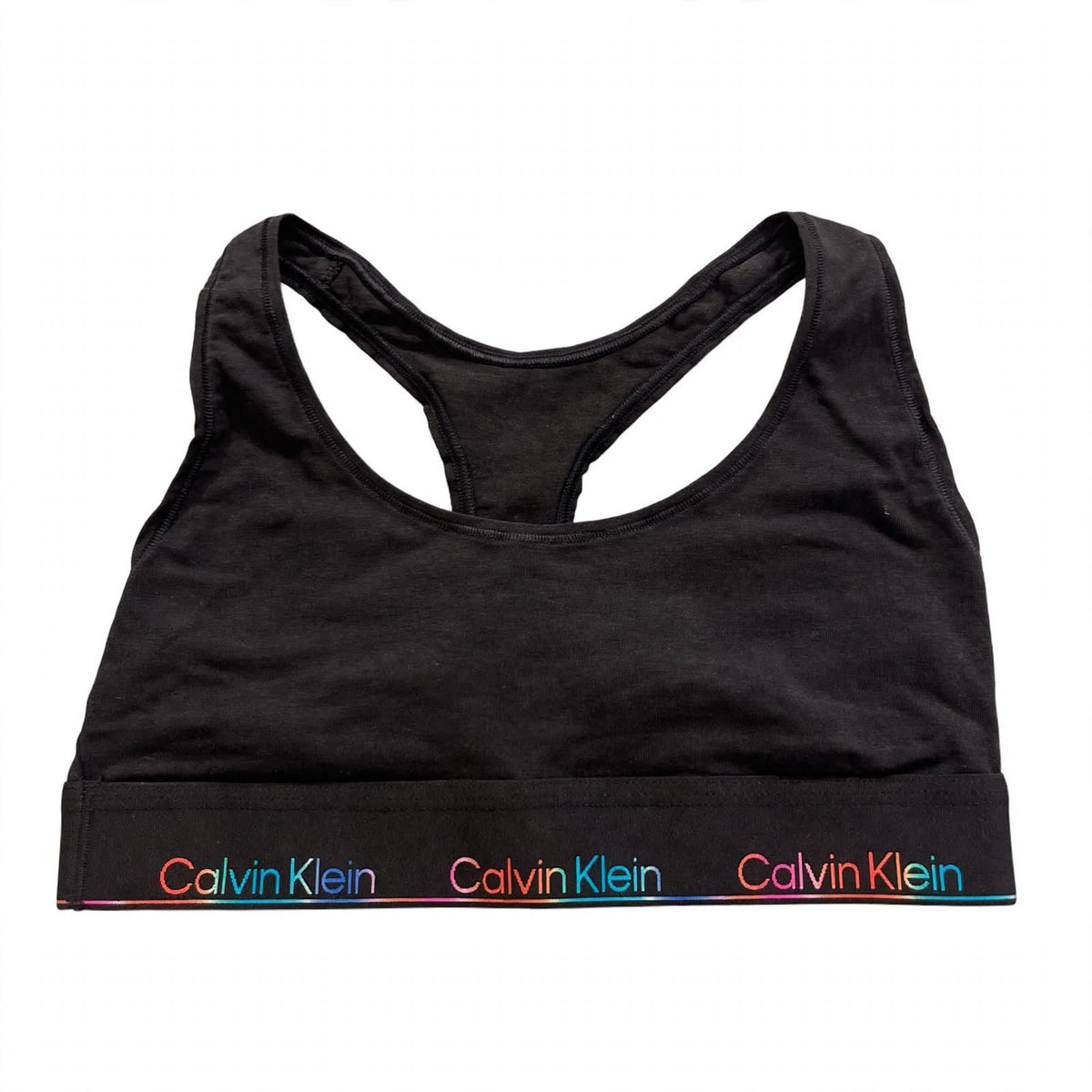 Calvin Klein Bralette Top Sportivo Donna Modern Cotton - Nero Rainbow Logo