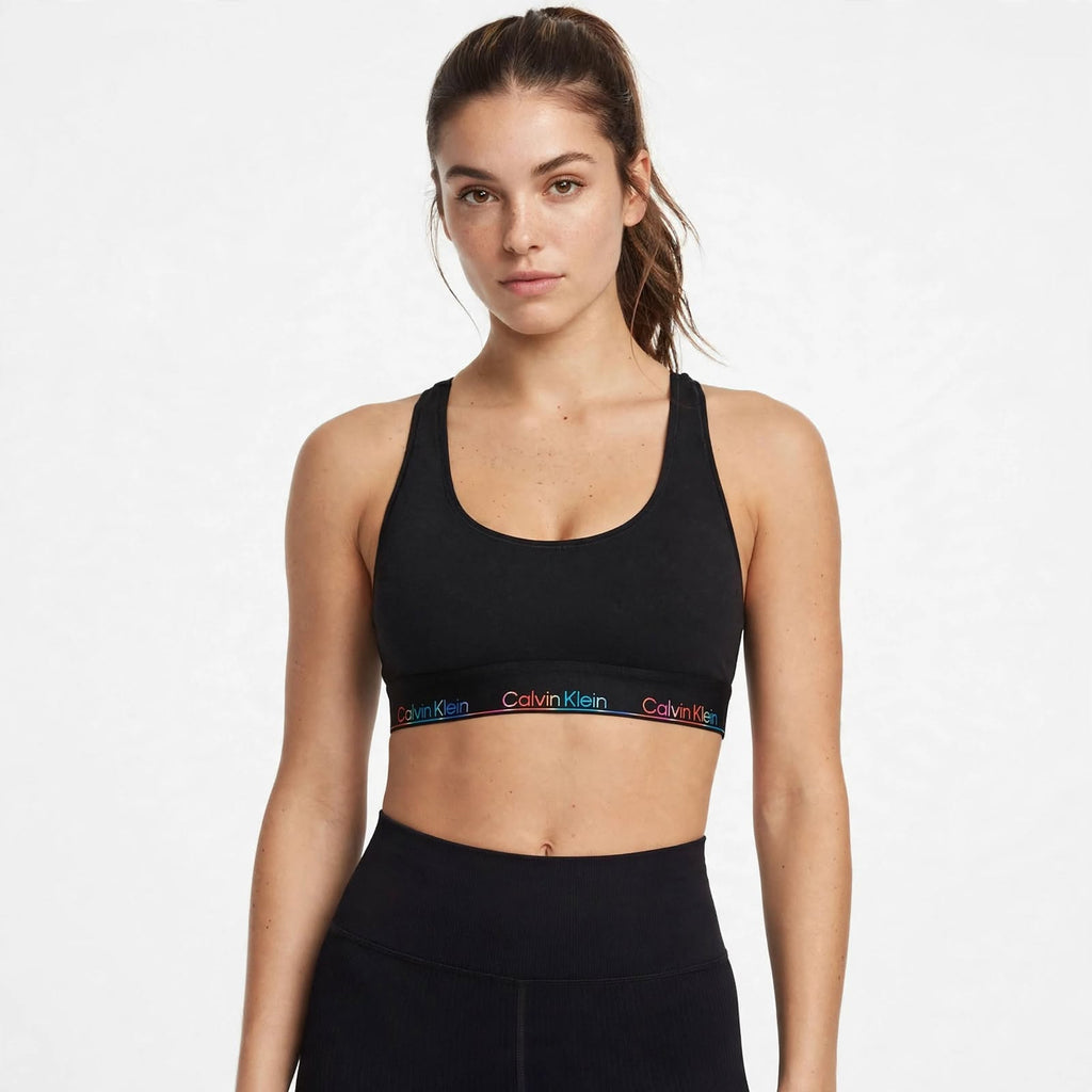 Calvin Klein Bralette Top Sportivo Donna Modern Cotton - Nero Rainbow Logo