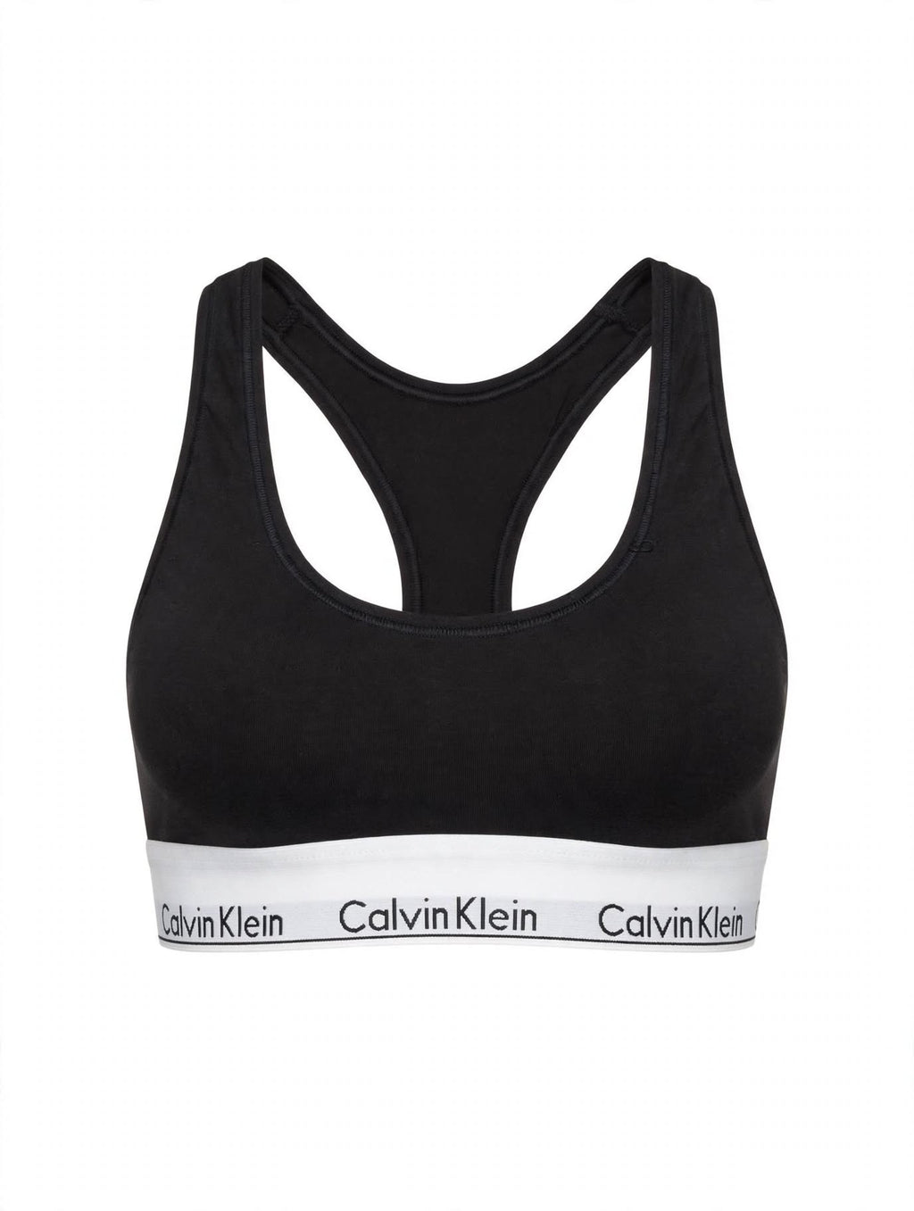 BRALETTE DONNA CALVIN KLEIN MODERN COTTON UNLINED - Nero con Banda Bianca - 100% Originale