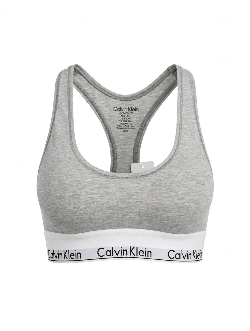 BRALETTE DONNA CALVIN KLEIN MODERN COTTON UNLINED - Grigio Melange con Banda Bianca