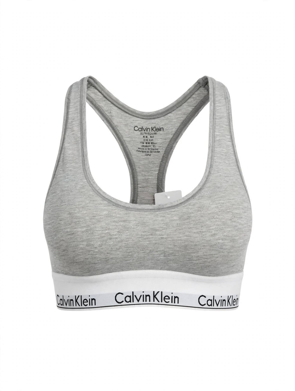 BRALETTE DONNA CALVIN KLEIN MODERN COTTON UNLINED - Grigio Melange con Banda Bianca