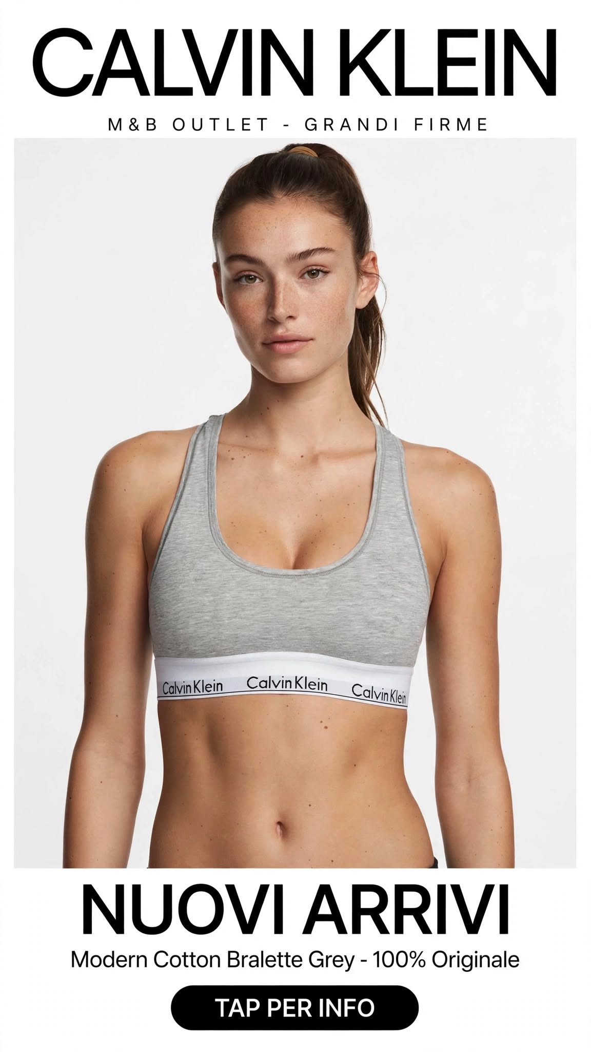 BRALETTE DONNA CALVIN KLEIN MODERN COTTON UNLINED - Grigio Melange con Banda Bianca