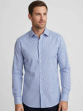 Camicia Uomo Antonio Basile Regular Fit Riga Azzurro / Bianco - Cotone Elasticizzato
