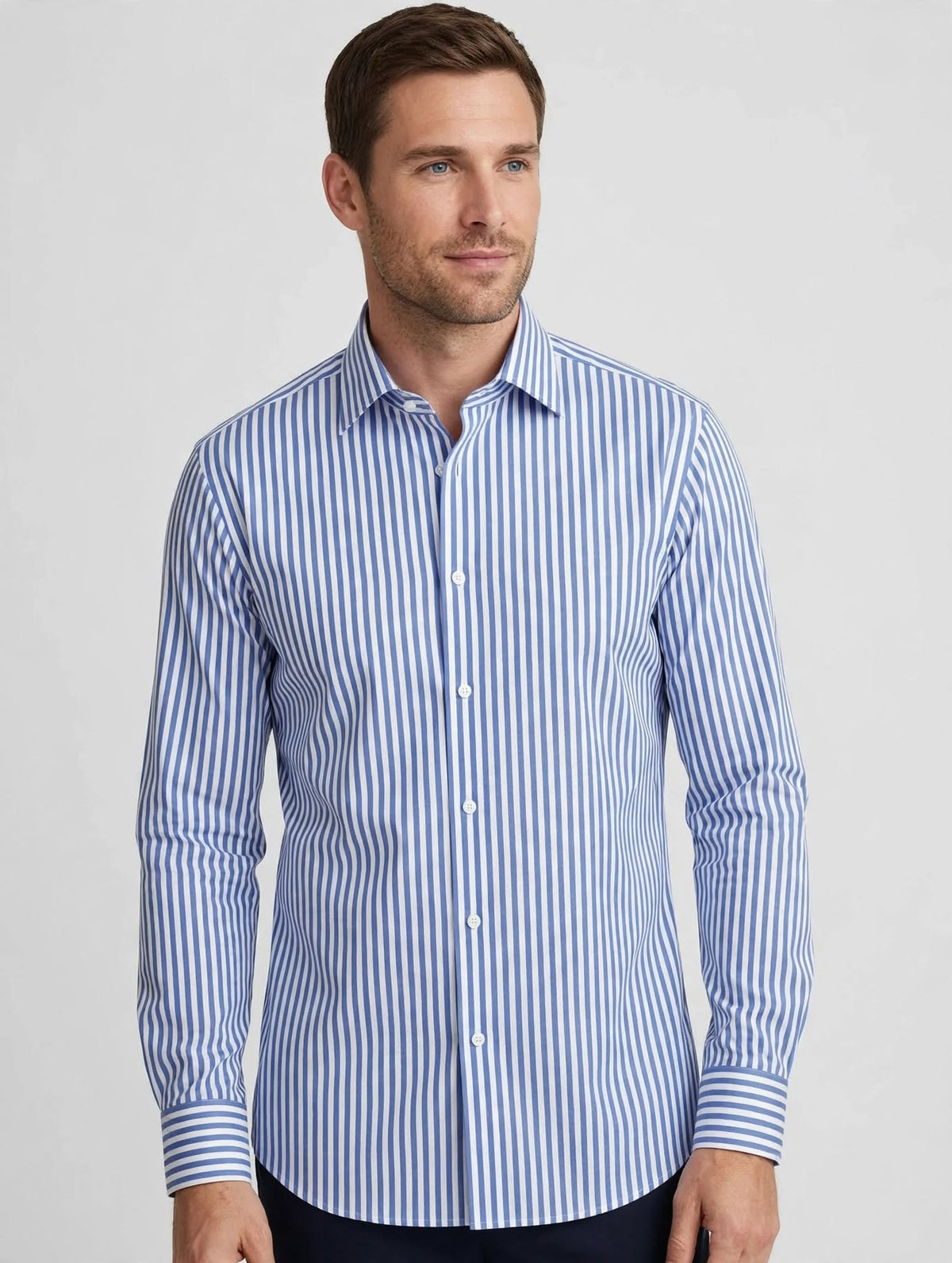 Camicia Uomo Antonio Basile Regular Fit Riga Azzurro / Bianco - Cotone Elasticizzato