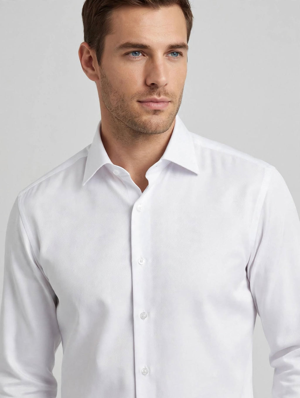 Camicia Uomo 2077 - 1 Antonio Basile Regular Fit Bianca Trama Diagonale Twill - Cotone Elasticizzato