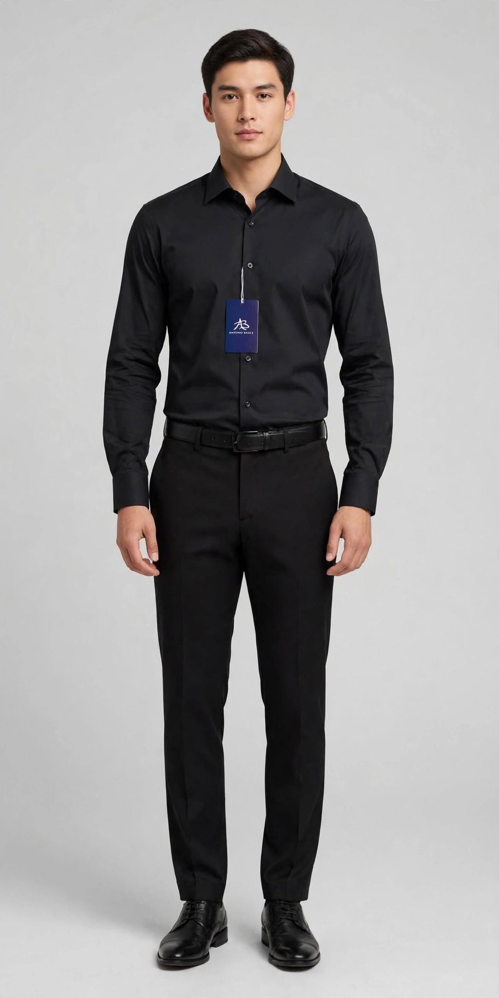 Camicia Uomo Antonio Basile Regular Fit Nera - Cotone Elasticizzato Elegante
