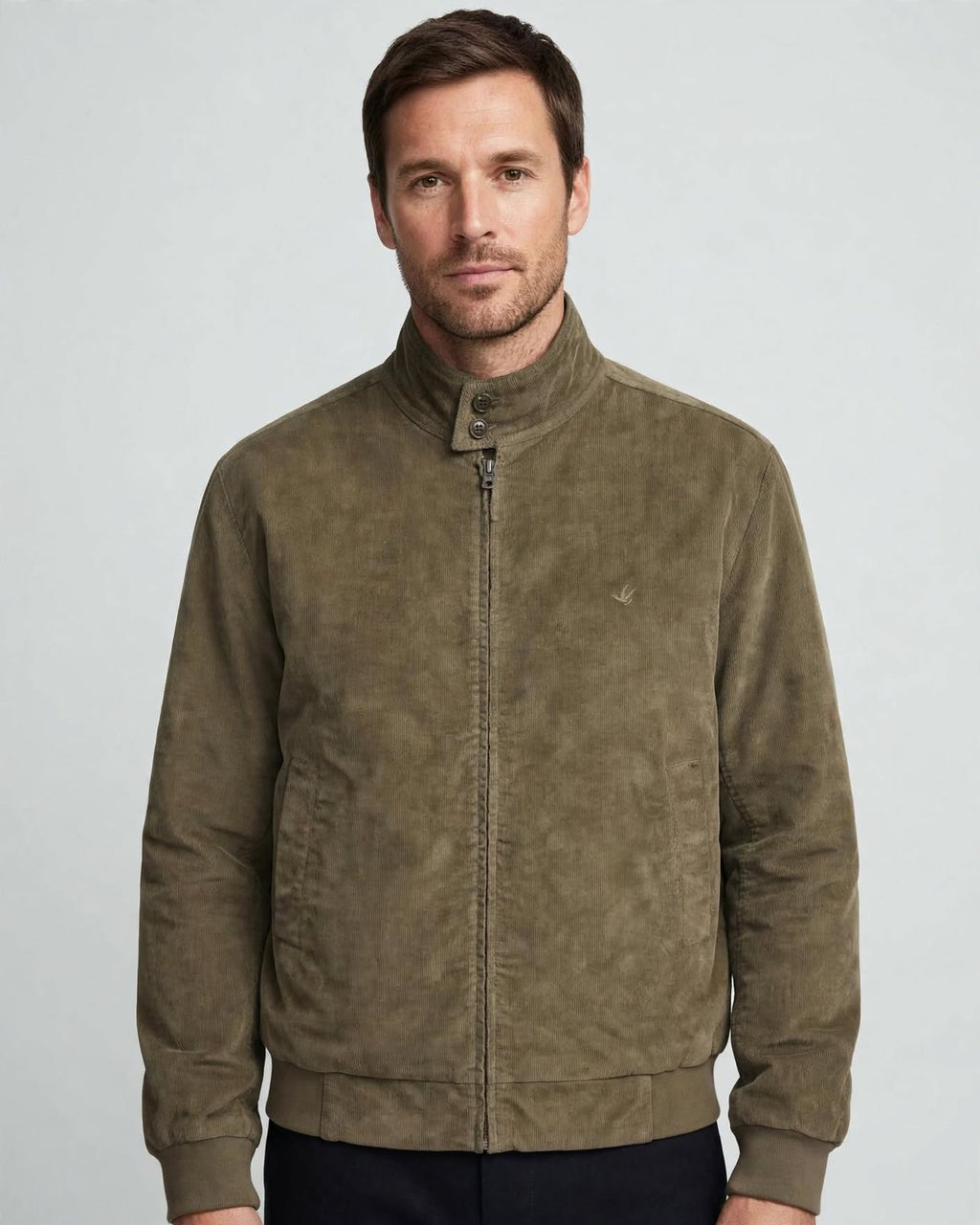 BROOKSFIELD Giacca Bomber Full Zip Padded in Velluto a Coste - Mod. 207A.D012 Col. 0757 MUD - Made in Italy