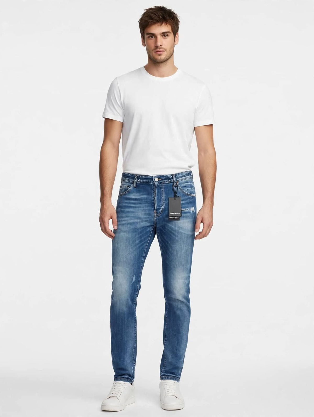DSQUARED2 Teddy Jean S74LB1924 S30872 Col. 470 - Medium Wash - Lavaggio Medio Chiaro con Rotture