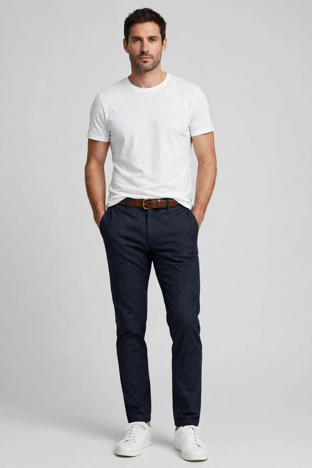 Brooksfield Pantalone Elegante Invernale Slim Fit Art. 205A.K005 - 0938 Navy Melange - Lana Vergine e Cashmere