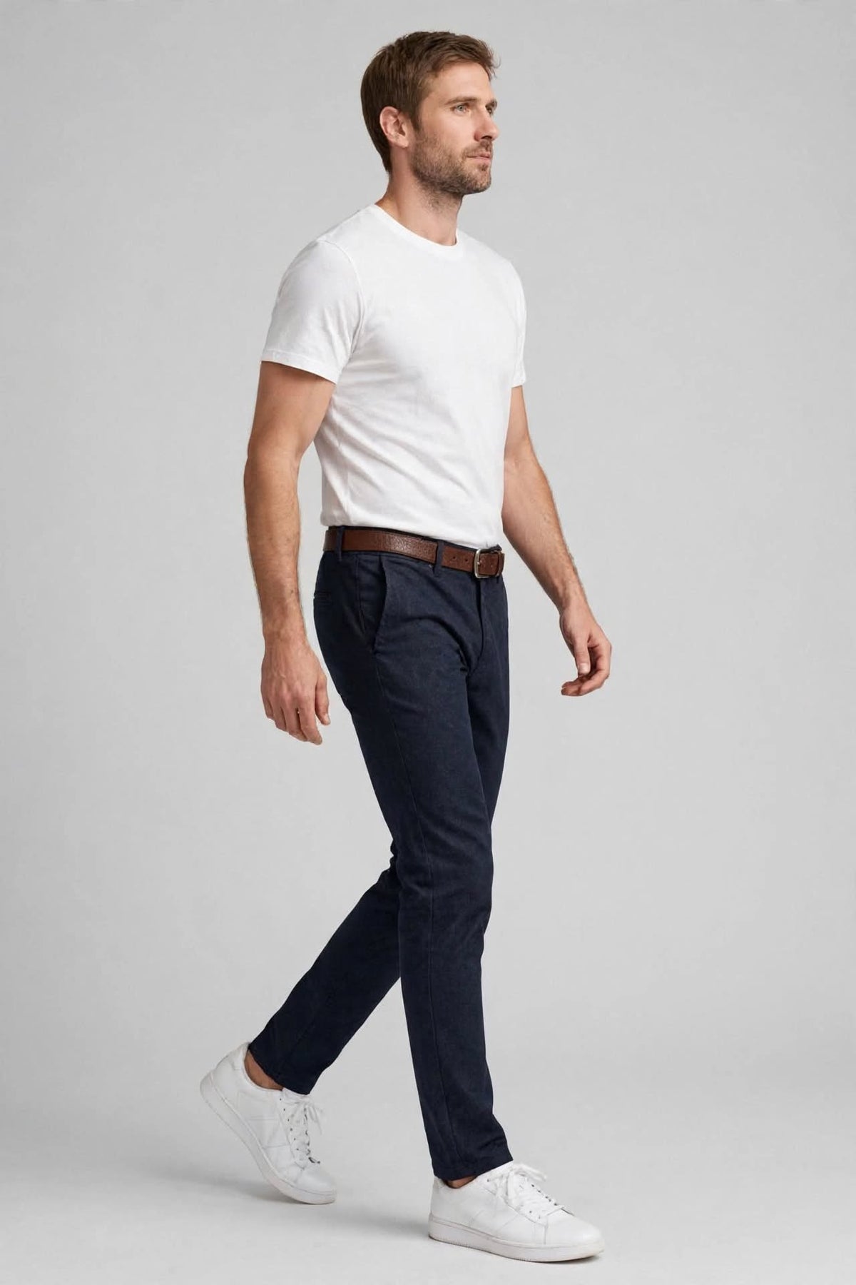 Brooksfield Pantalone Elegante Invernale Slim Fit Art. 205A.K005 - 0938 Navy Melange - Lana Vergine e Cashmere