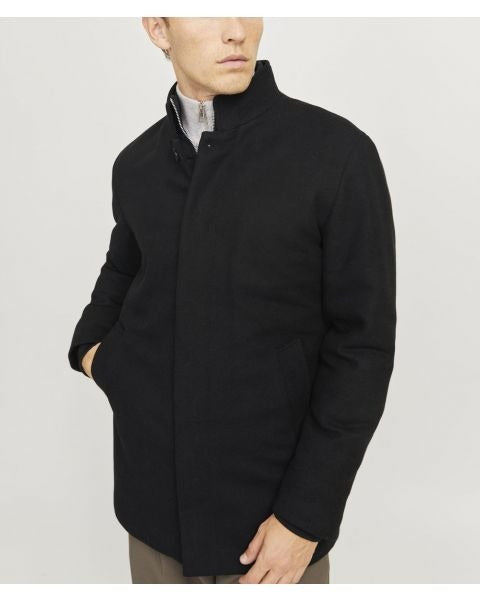 JACK & JONES JJEHARRISON Wool Blend Jacket SN - Cappottino corto uomo - Black