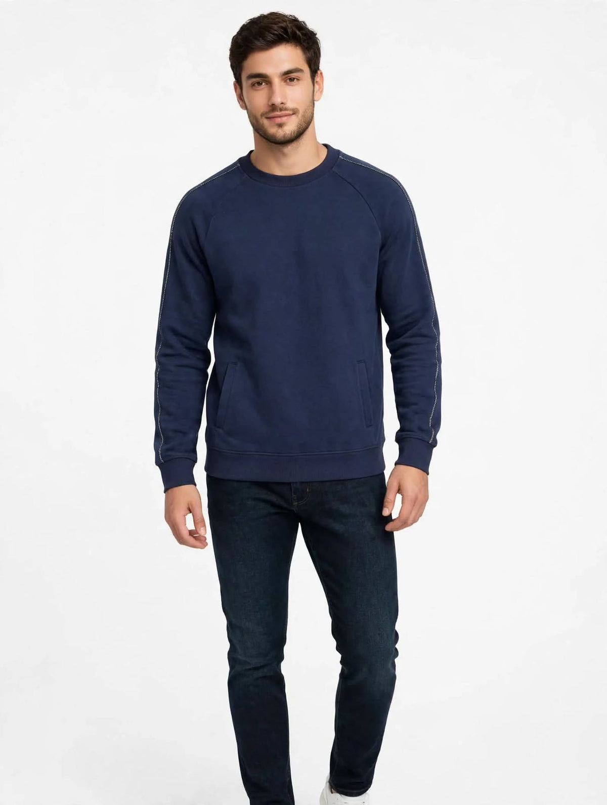 EA7 Emporio Armani - Felpa Uomo Girocollo Blu Navy Mod. 3DPM41-PJUWZ