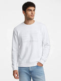 EA7 Emporio Armani - Felpa Uomo Bianca Mod. 3RPM60 / PJ05Z Colore 1100 - Logo Embossed Tono su Tono