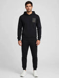 EA7 Emporio Armani Felpa Uomo Nera con Cappuccio - Shield Logo Football Patch 7.0