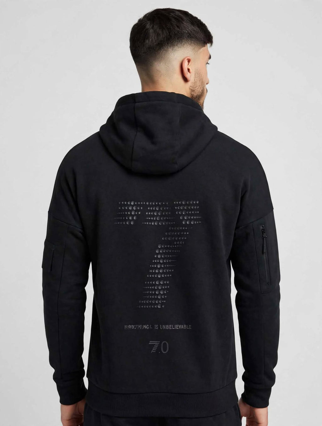 EA7 Emporio Armani Felpa Uomo Nera con Cappuccio - Shield Logo Football Patch 7.0