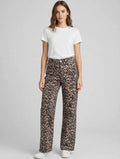 JJXX Jeans Donna Wide Leg High Waist - JXZOE SARAH WIDE HW - Stampa Leopardata Cornstalk