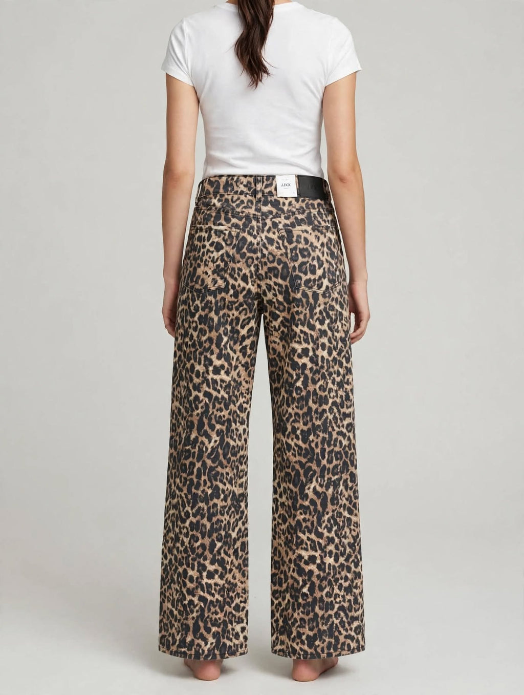 JJXX Jeans Donna Wide Leg High Waist - JXZOE SARAH WIDE HW - Stampa Leopardata Cornstalk