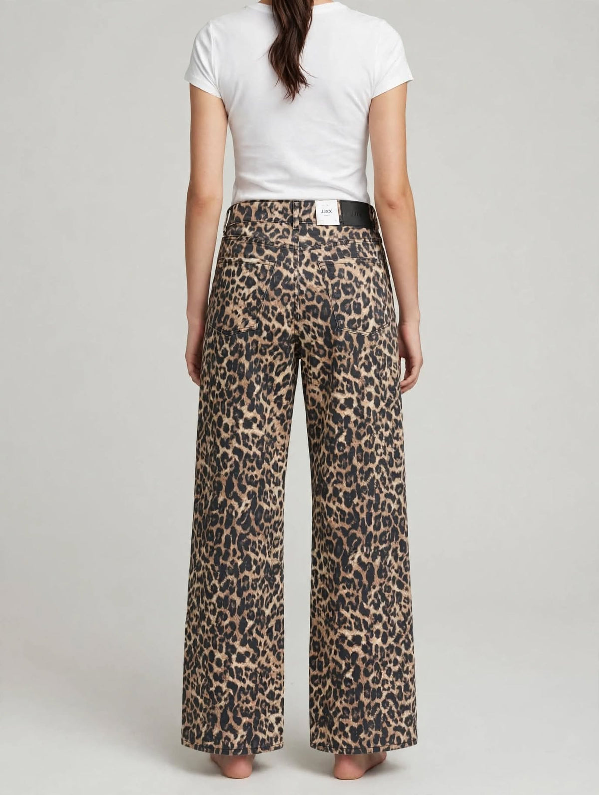 JJXX Jeans Donna Wide Leg High Waist - JXZOE SARAH WIDE HW - Stampa Leopardata Cornstalk
