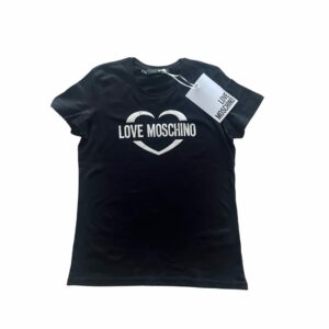 love moschino t shirt con cuore e scritta in corsivo